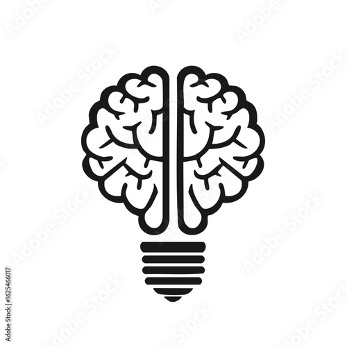 Abstract brain light bulb icon for innovative thinking and creative ideas