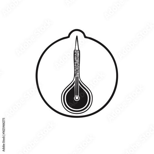Abstract Black and White Icon of a Stringed Musical Instrument
