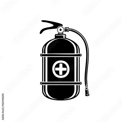 Fire extinguisher with medical symbol for safety and emergency preparedness