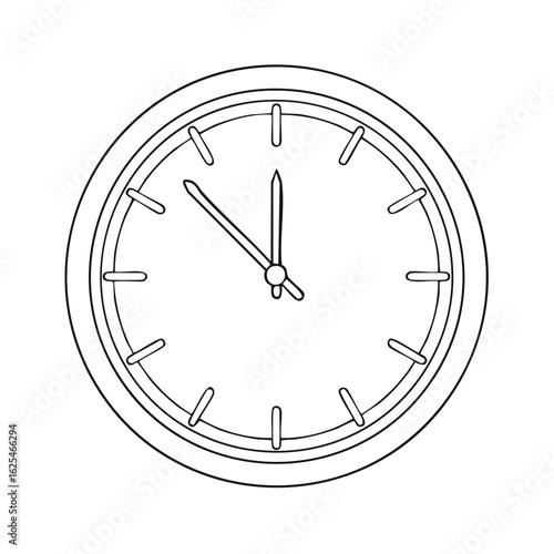 Wall Clock Outline Showing Ten Past Eleven Time Keeping Device