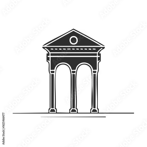Classical Building Facade Icon with Arches and Columns Historic Architectural Entrance Symbol