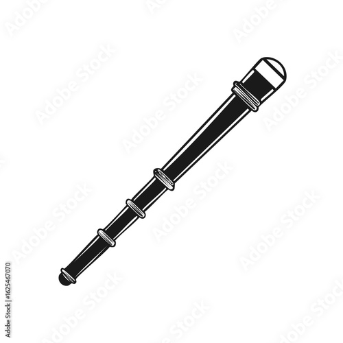 Antique collapsible spyglass monocular telescope icon vector illustration for maritime and discovery themes