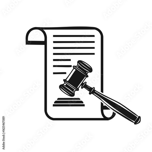 Legal gavel striking document symbolizing justice and judgment