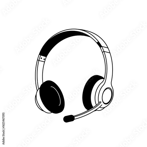 A minimalist headset vector for online voice communication concepts