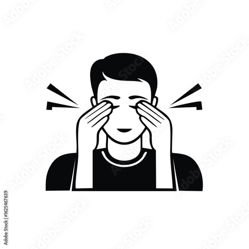Simple vector icon of a person rubbing their tired and itchy eyes
