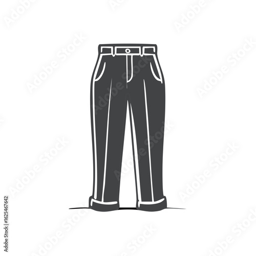 Stylish Smart Casual Pants Outline Vector Icon with Cuffed Hems for Fashion Apparel Design