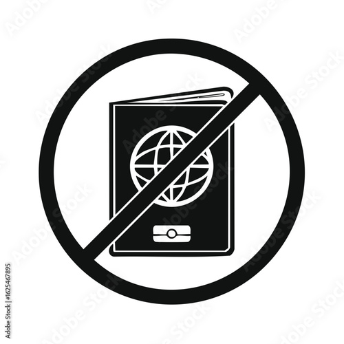 Passport icon with a no entry symbol signifying restricted access or denied international travel