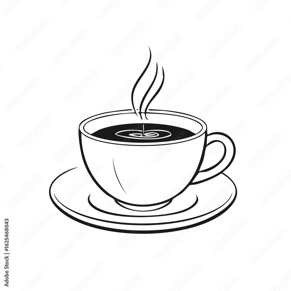 Obraz premium Illustration of Cup With Hot Coffee Drink and Steam Rising on a White Background