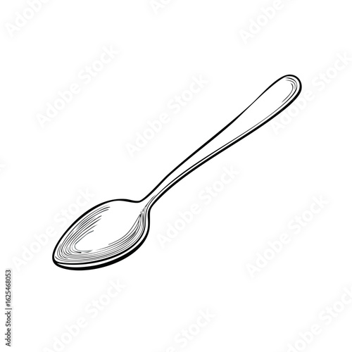 Hand Drawn Engraving Style Spoon Vector Illustration Kitchen Utensil Cutlery Design Element