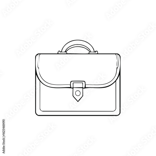 Minimalist black and white hand drawn briefcase outline icon symbol