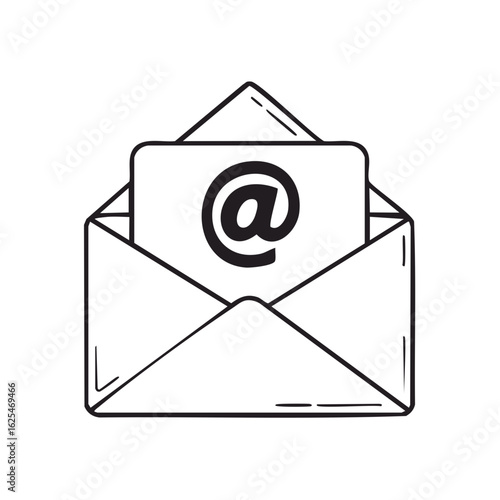 Hand Drawn Illustration of Envelope with Email Symbol Representing Electronic Communication