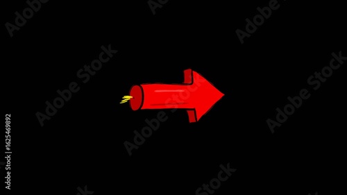 4 hand-drawn cartoon dynamite arrows. Transparent background and green background to choose from.