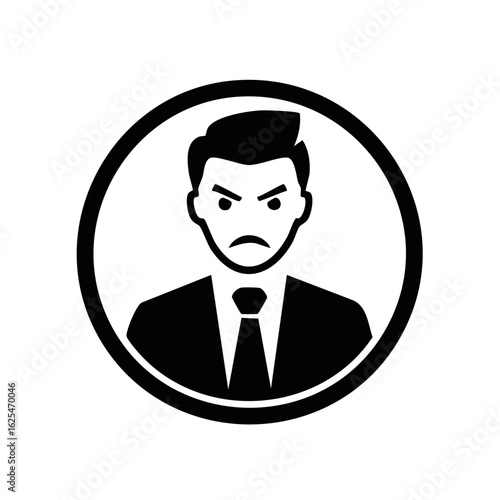 Angry businessman icon vector graphic showing frustration and disapproval