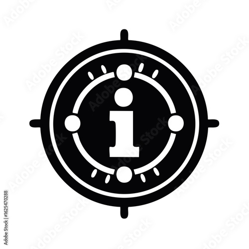 Information target icon with letter I in center and crosshairs