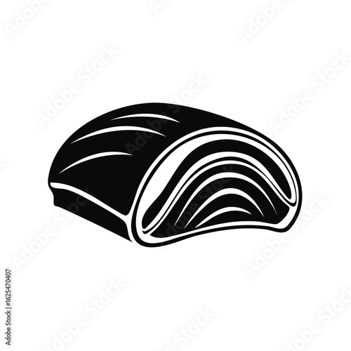 Black and White Illustration of a Portion of Flaky Salmon Fillet