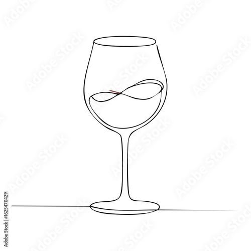 One Line Art of Wine Glass Minimalist Design of Alcoholic Drink