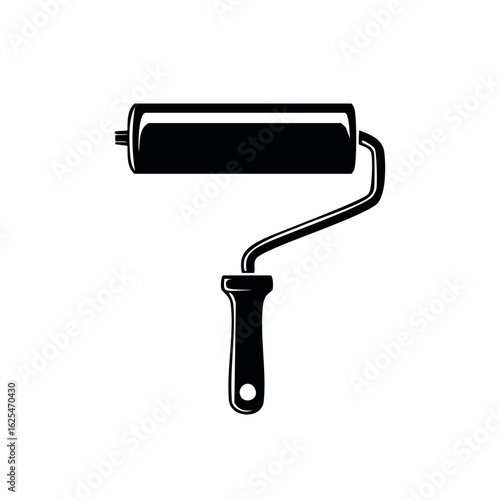Black Paint Roller Icon for Home Renovation and Decoration Projects