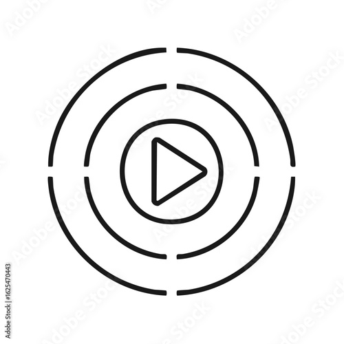 Minimalist line art icon for live streaming, video play, and broadcast signal