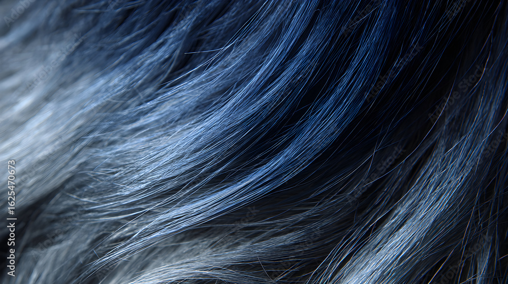 Fototapeta premium Close up macro shot of textured dark blue and black hair with subtle highlights creating a luxurious and abstract background pattern