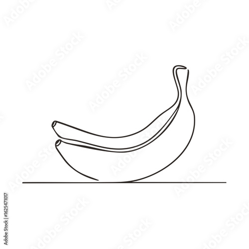 Continuous one line drawing of a bunch of bananas minimalist illustration