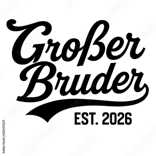 A stylized textual design with elegant typography and a modern aesthetic, centered on the term "Großer Bruder" rendered in a bold, flowing script vector illustration
