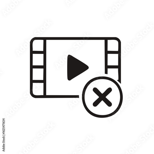 Video player crossed out, indicating media unavailable or deletion icon