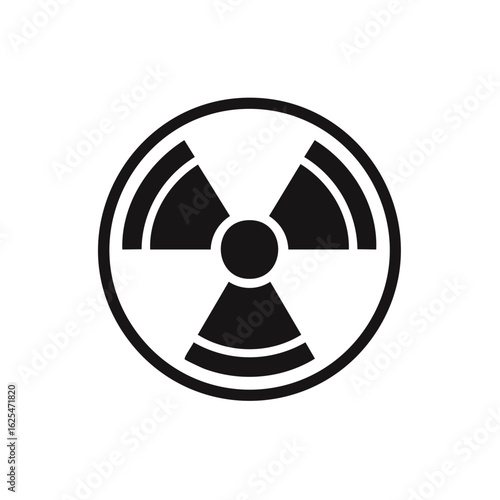 Simple black radiation symbol, radioactive nuclear hazard warning sign vector icon