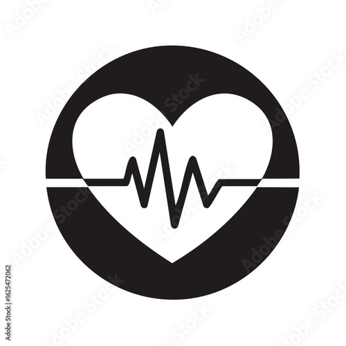 Heart Symbol with Heartbeat Line Isolated for Medical and Health Related Concepts