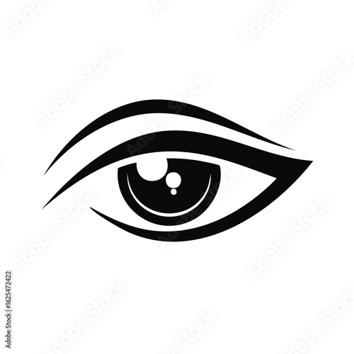 Abstract Eye with Black Silhouette Eyelashes Eyeball Iris Retina