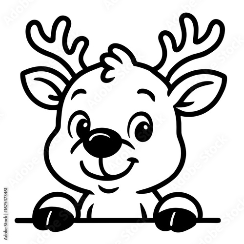 A cheerful illustration captures a charming baby deer smiling warmly, the essence of playfulness. The artwork exudes simplicity with its adorable appeal. vector illustration