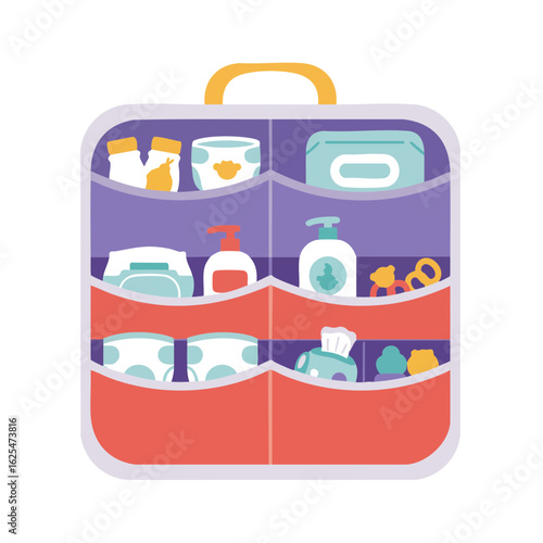 Vector illustration of baby organizer realistic style on white background, nursery storage accessory