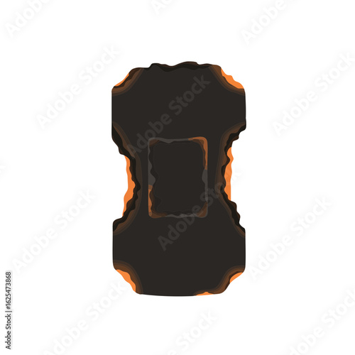 Vector illustration of burnt pad realistic style on white background, damaged item