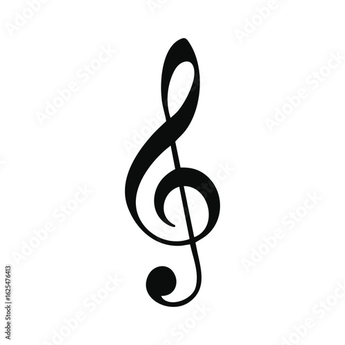 G clef Treble clef Music note icon isolated on white background.