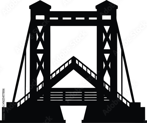Iconic Suspension Bridge Silhouette for Architectural Design Projects new 2025 trendy silhouette in white background