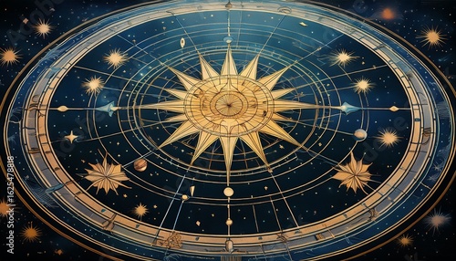 abstract star chart circular design vintage inspired constellations soft ambient lighting