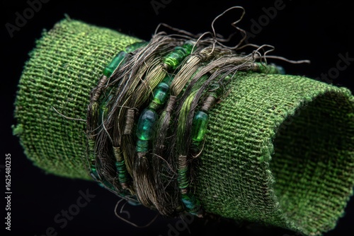 Intricate Green Bracelet with Wire and Beads