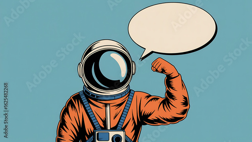 Astronaut flexing, a powerful image of space exploration.
