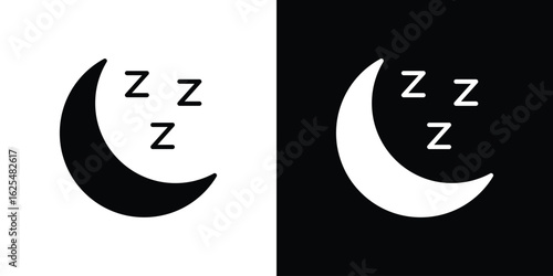 Zzz icon collection. Black and white filled vector illustration.