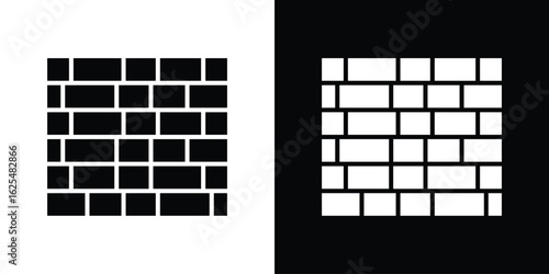 Wall icon collection. Black and white filled vector illustration.