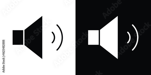 Volume icon collection. Black and white filled vector illustration.