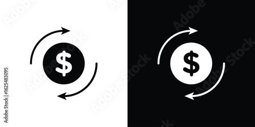 Turnover icon collection. Black and white filled vector illustration.