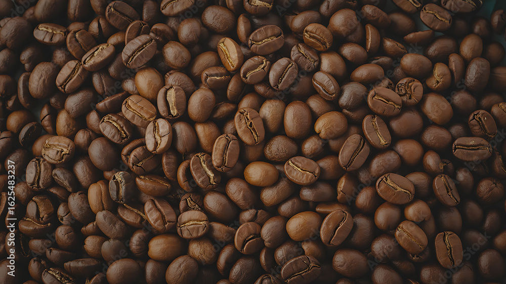 Fototapeta premium Roasted coffee beans, close-up view.
