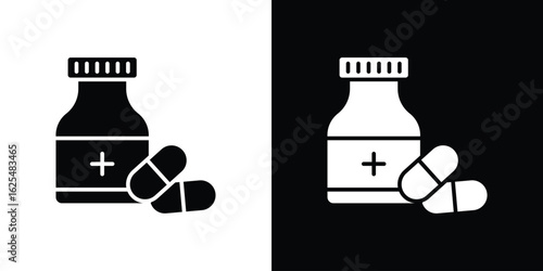 Supplement icon collection. Black and white filled vector illustration.