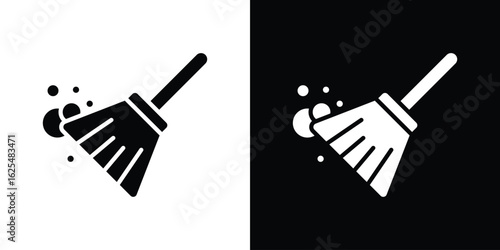 Sweeping icon collection. Black and white filled vector illustration.