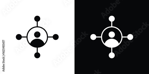 Stakeholders icon collection. Black and white filled vector illustration.
