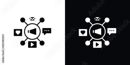 Social campaign icon collection. Black and white filled vector illustration.