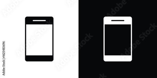 Smartphone icon collection. Black and white filled vector illustration.