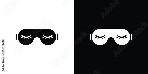Sleeping mask icon collection. Black and white filled vector illustration.