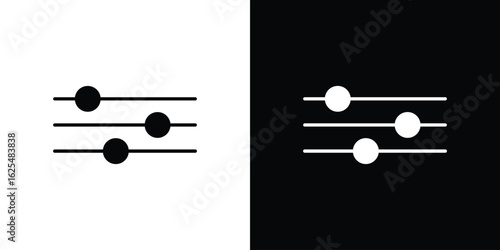 Settings sliders icon collection. Black and white filled vector illustration.