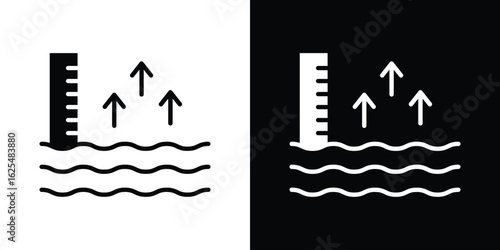 sea level icon collection. Black and white filled vector illustration.